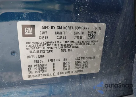 2019 Buick Encore Fwd Sport Touring from USA, damaged, VIN KL4CJ1SB1KB720892